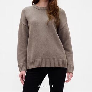 GAP Oversized 100% Cotton Crew Neck Sweater Taupe